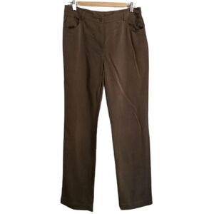 𝅺AKRIS Dark Beige / Green Wool Straigth Classic Trouser Pants Size Large